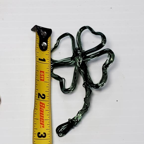 Wire Wrapped Lucky 4 Leaf Clover 3" Handmade Vtg - Picture 3 of 3